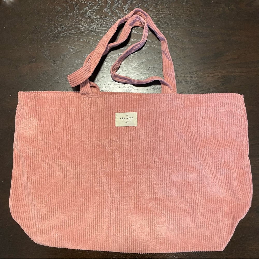 Sezane Pink Velvet Tote Bag